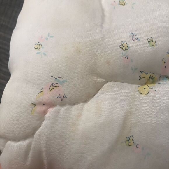 vintage baby blanket white sleeping blanket pastel ducks play mat soft - Picture 5 of 16